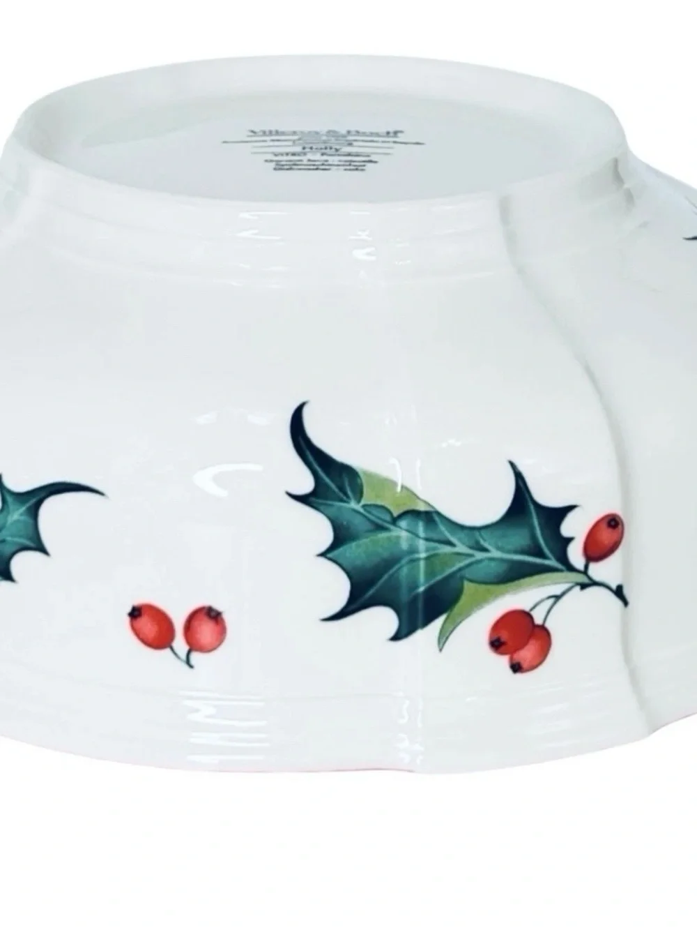 Villeroy & Boch HOLLY green berries 8.25” round vegetable serving bowl 90s